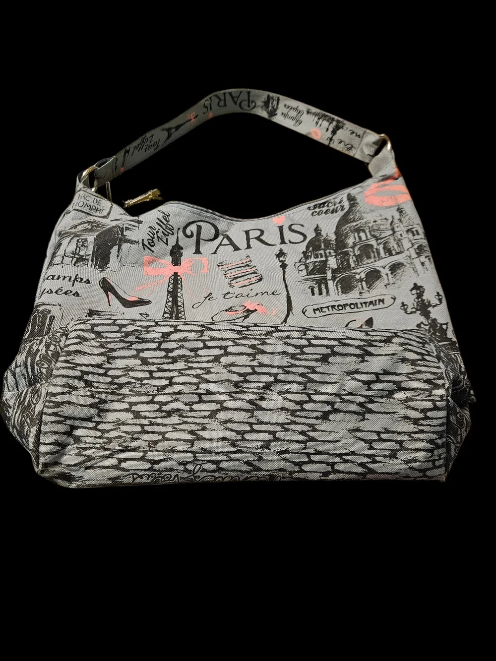 Glamour Paris Grey Canvas Boho Bag